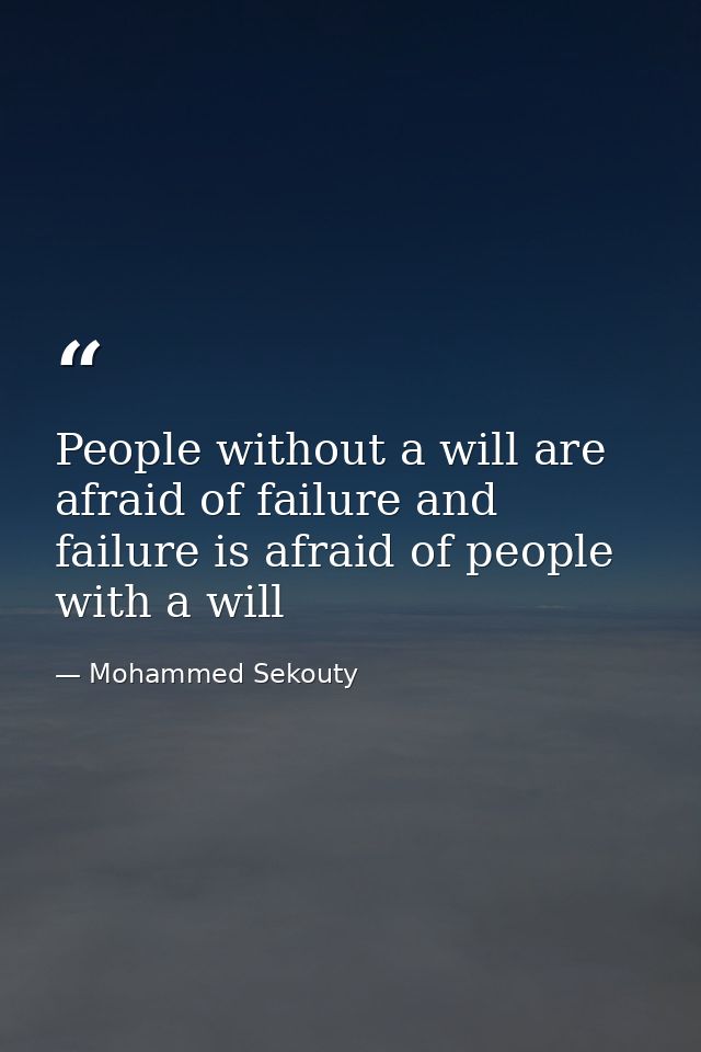 People without a will are afraid of failure and failure is afraid of people with a will — Mohammed Sekouty