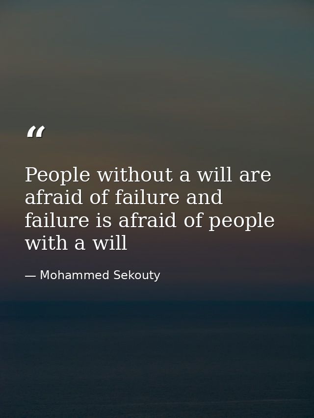 People without a will are afraid of failure and failure is afraid of people with a will — Mohammed Sekouty