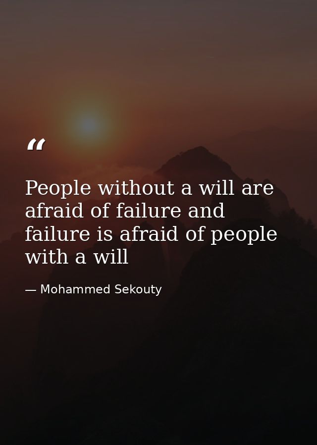 People without a will are afraid of failure and failure is afraid of people with a will — Mohammed Sekouty