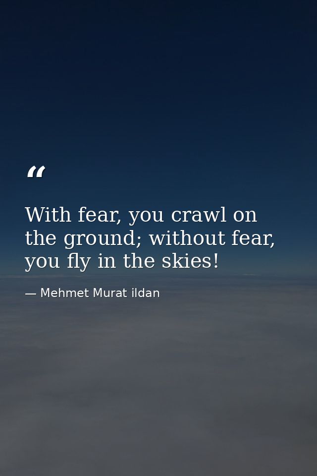 With fear, you crawl on the ground; without fear, you fly in the skies! — Mehmet Murat ildan