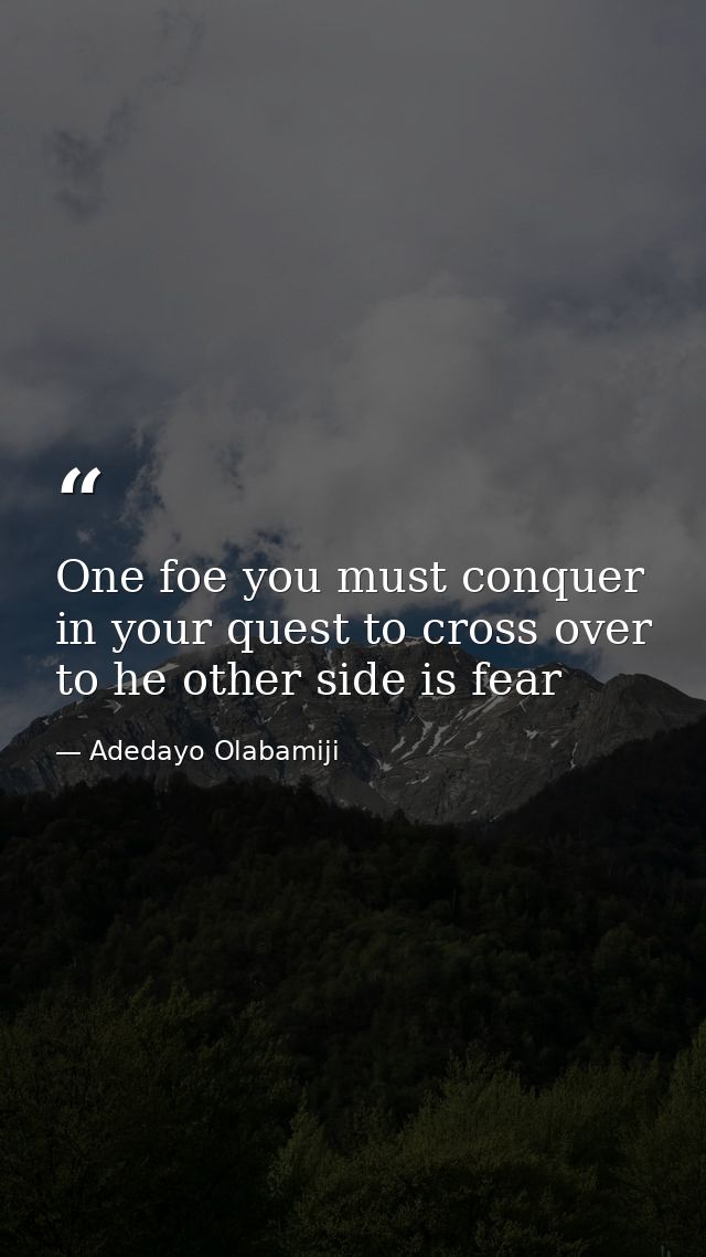 One foe you must conquer in your quest to cross over to he other side is fear — Adedayo Olabamiji