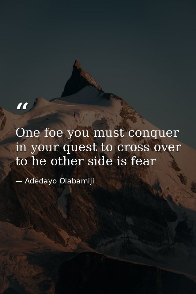 One foe you must conquer in your quest to cross over to he other side is fear — Adedayo Olabamiji