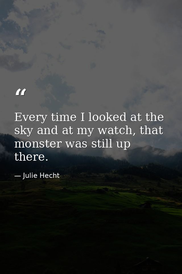 Every time I looked at the sky and at my watch, that monster was still up there. — Julie Hecht