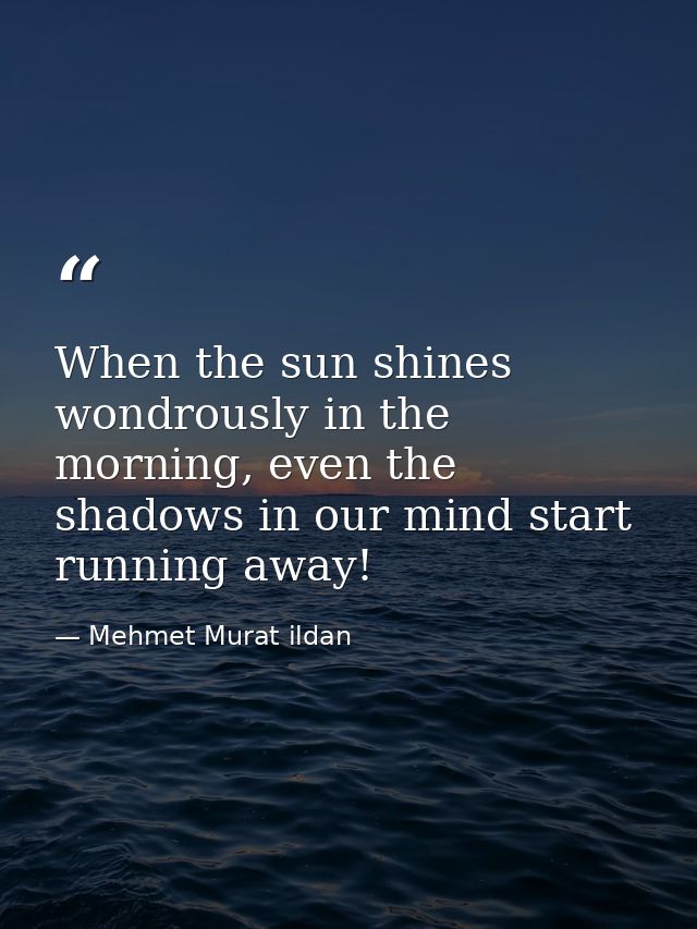 When the sun shines wondrously in the morning, even the shadows in our mind start running away! — Mehmet Murat ildan