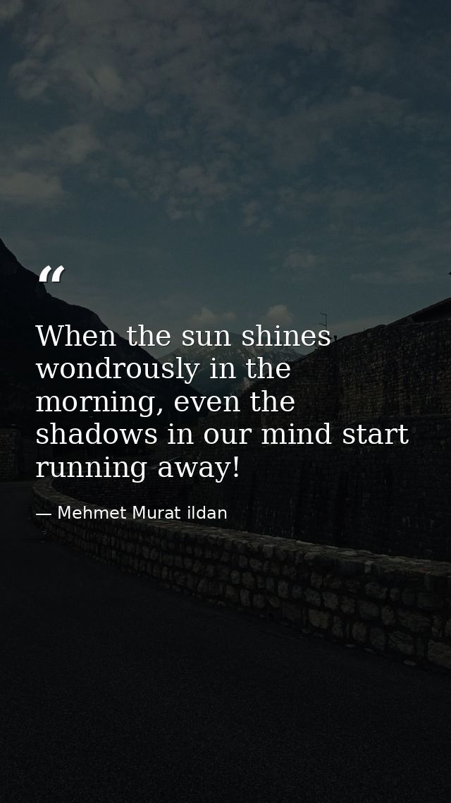 When the sun shines wondrously in the morning, even the shadows in our mind start running away! — Mehmet Murat ildan