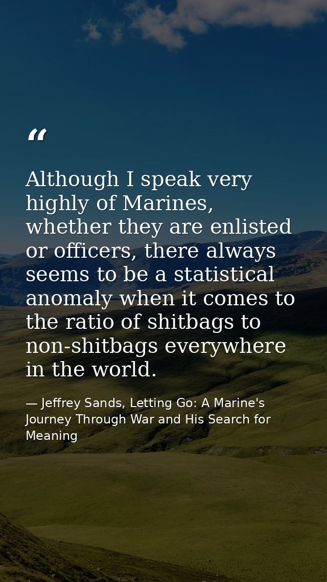 Although I speak very highly of Marines, whether they are enlisted or officers, there always seems to be a statistical a — Jeffrey Sands, Letting Go: A Marine's Journey Through War and His Search for Meaning