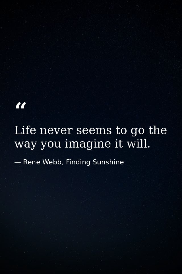 Life never seems to go the way you imagine it will. — Rene Webb, Finding Sunshine