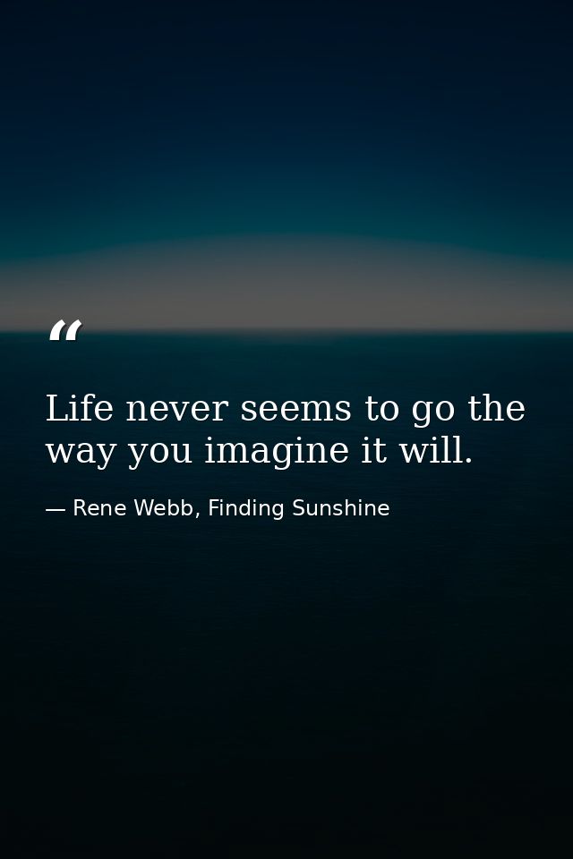 Life never seems to go the way you imagine it will. — Rene Webb, Finding Sunshine