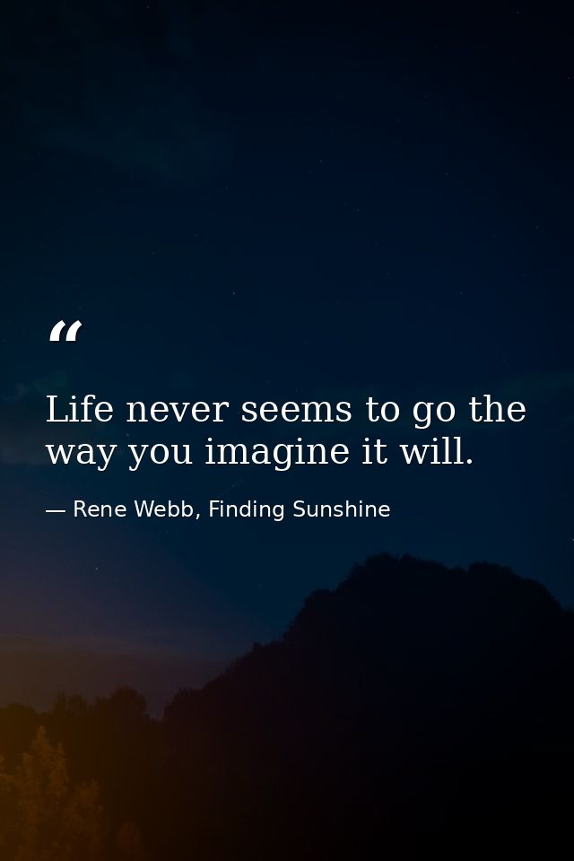 Life never seems to go the way you imagine it will. — Rene Webb, Finding Sunshine