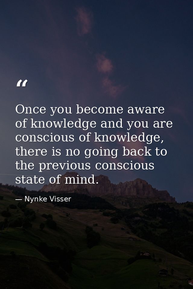 Once you become aware of knowledge and you are conscious of knowledge, there is no going back to the previous conscious  — Nynke Visser
