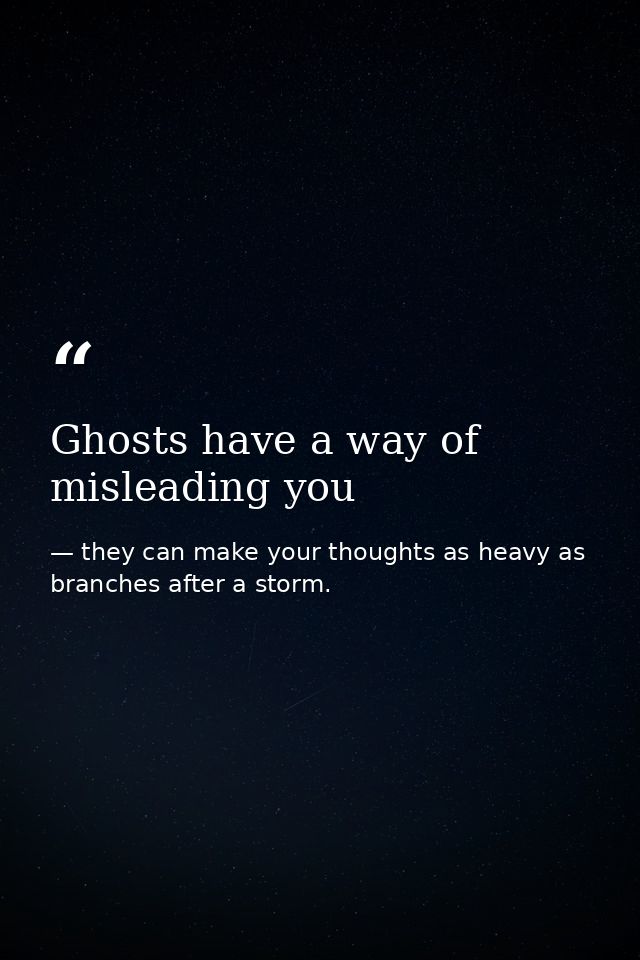Ghosts have a way of misleading you — they can make your thoughts as heavy as branches after a storm.