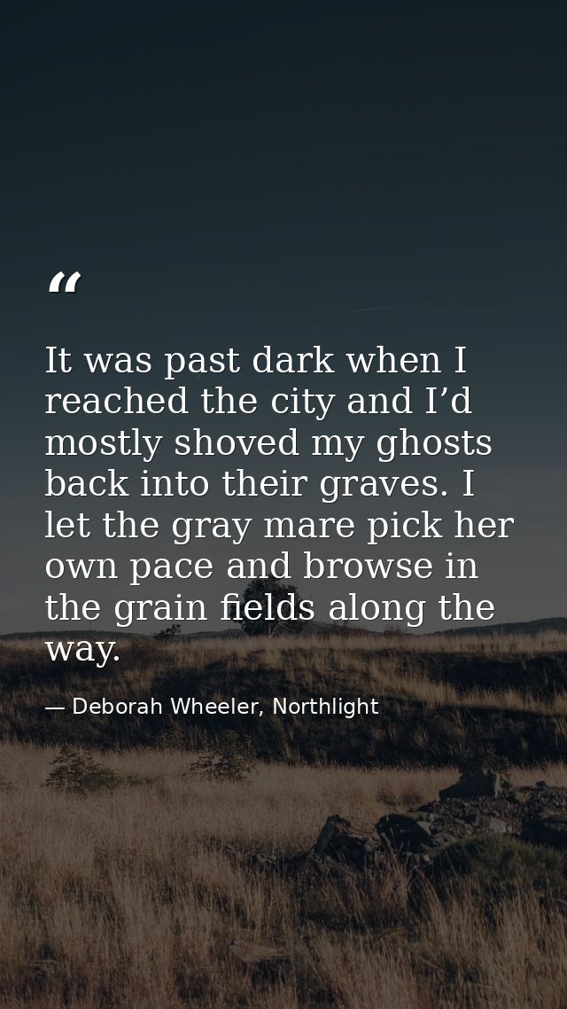 It was past dark when I reached the city and I’d mostly shoved my ghosts back into their graves. I let the gray mare pic — Deborah Wheeler, Northlight