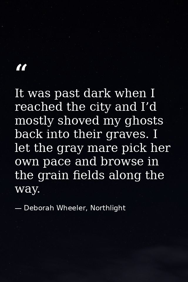 It was past dark when I reached the city and I’d mostly shoved my ghosts back into their graves. I let the gray mare pic — Deborah Wheeler, Northlight