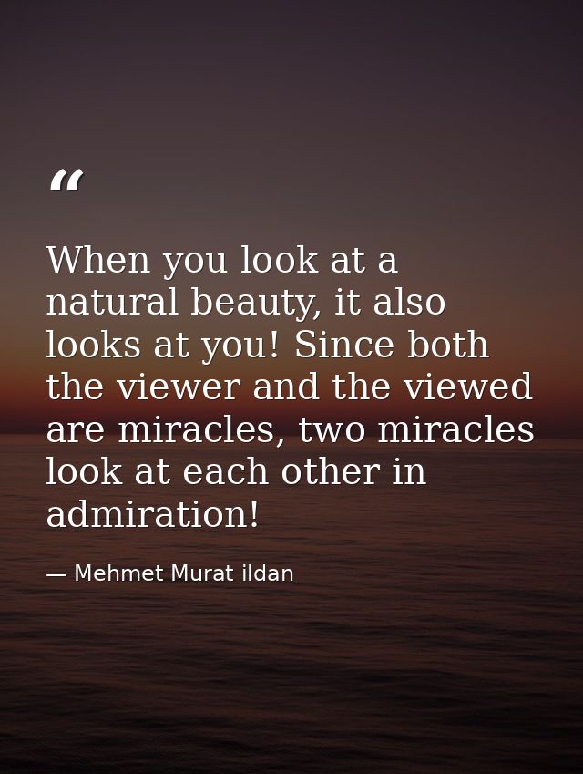 When you look at a natural beauty, it also looks at you! Since both the viewer and the viewed are miracles, two miracles — Mehmet Murat ildan