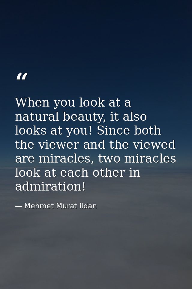 When you look at a natural beauty, it also looks at you! Since both the viewer and the viewed are miracles, two miracles — Mehmet Murat ildan