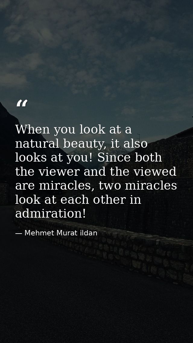 When you look at a natural beauty, it also looks at you! Since both the viewer and the viewed are miracles, two miracles — Mehmet Murat ildan