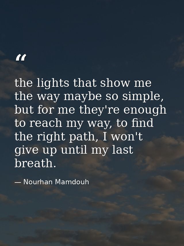 the lights that show me the way maybe so simple, but for me they're enough to reach my way, to find the right path, I wo — Nourhan Mamdouh