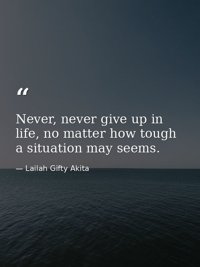 Never, never give up in life, no matter how tough a situation may seems. — Lailah Gifty Akita