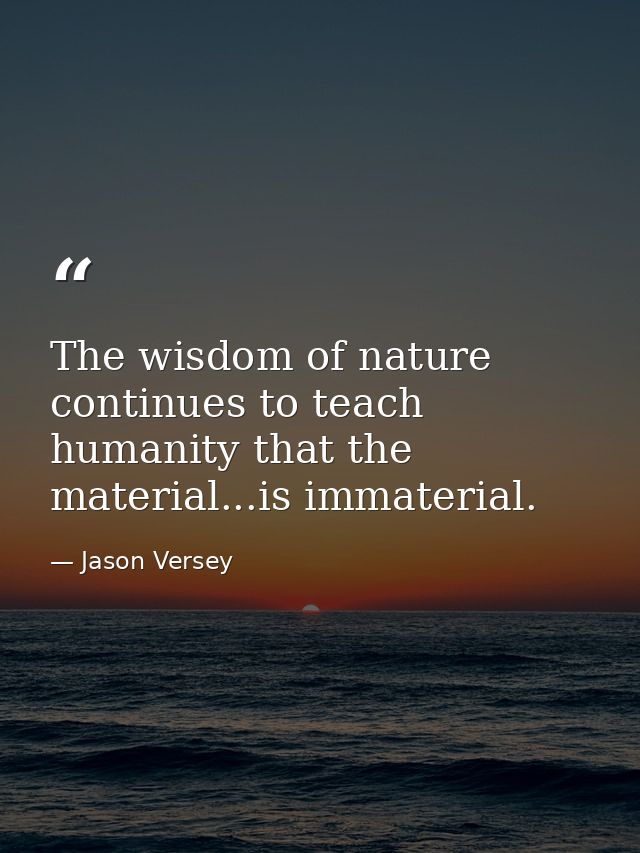 The wisdom of nature continues to teach humanity that the material...is immaterial. — Jason Versey