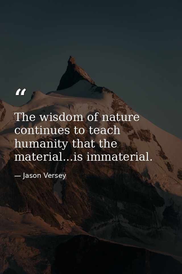 The wisdom of nature continues to teach humanity that the material...is immaterial. — Jason Versey