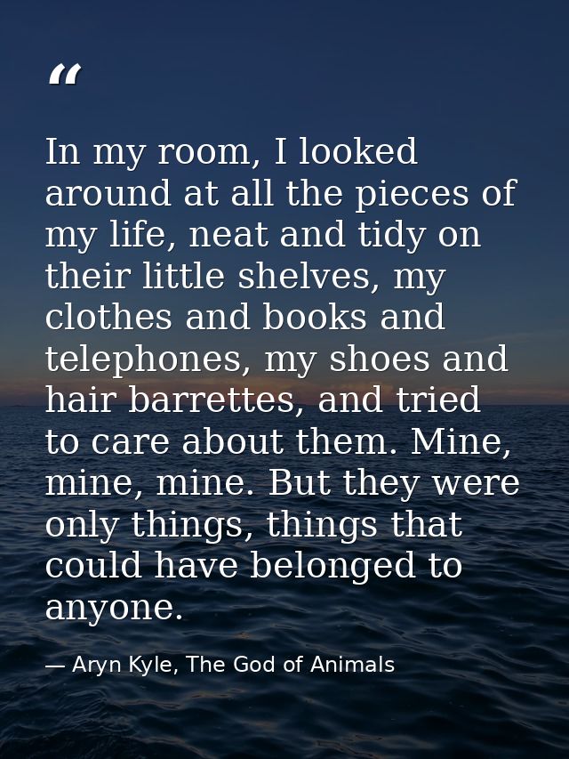 In my room, I looked around at all the pieces of my life, neat and tidy on their little shelves, my clothes and books an — Aryn Kyle, The God of Animals