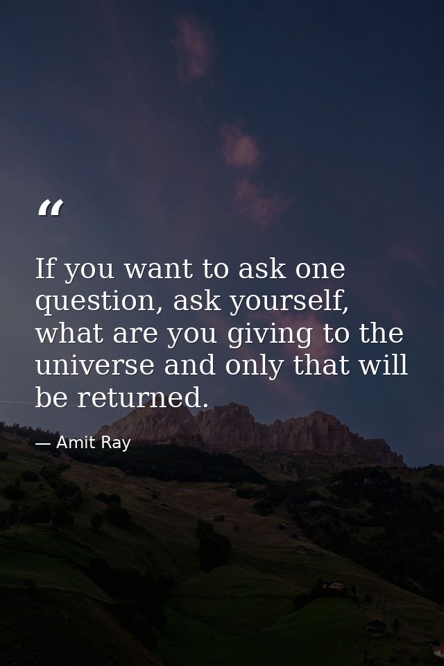 If you want to ask one question, ask yourself, what are you giving to the universe and only that will be returned. — Amit Ray