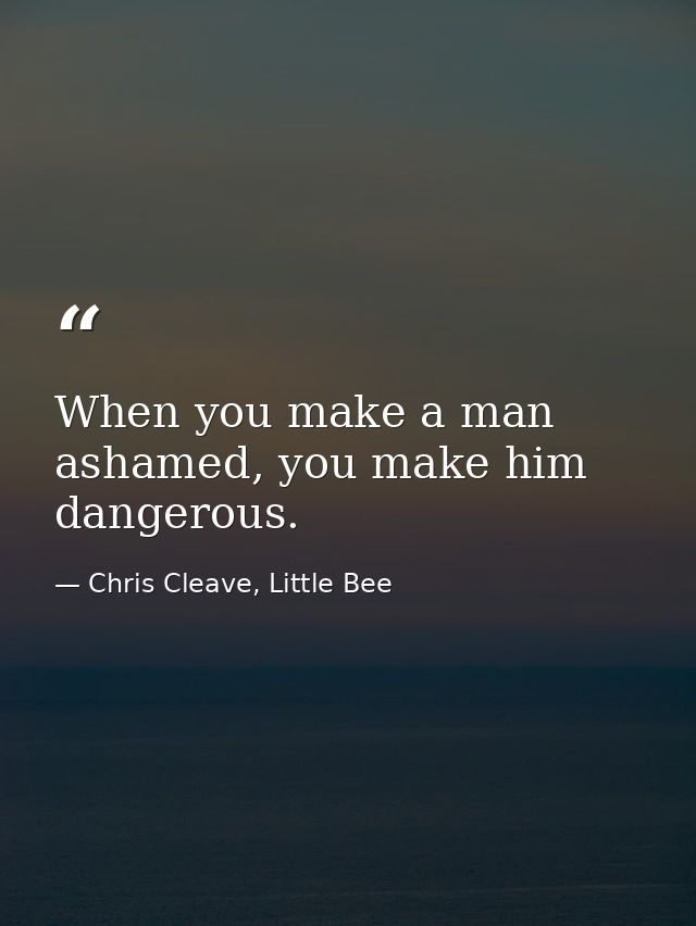 When you make a man ashamed, you make him dangerous. — Chris Cleave, Little Bee