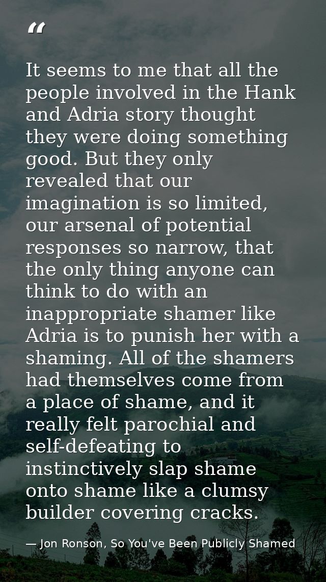 It seems to me that all the people involved in the Hank and Adria story thought they were doing something good. But they — Jon Ronson, So You've Been Publicly Shamed