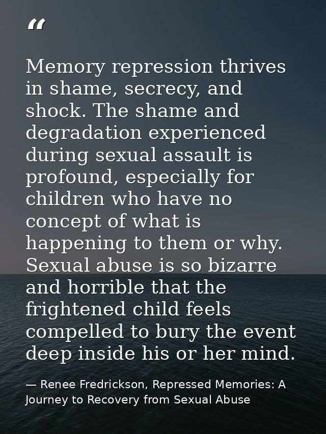 Memory repression thrives in shame, secrecy, and shock. The shame and degradation experienced during sexual assault is p — Renee Fredrickson, Repressed Memories: A Journey to Recovery from Sexual Abuse