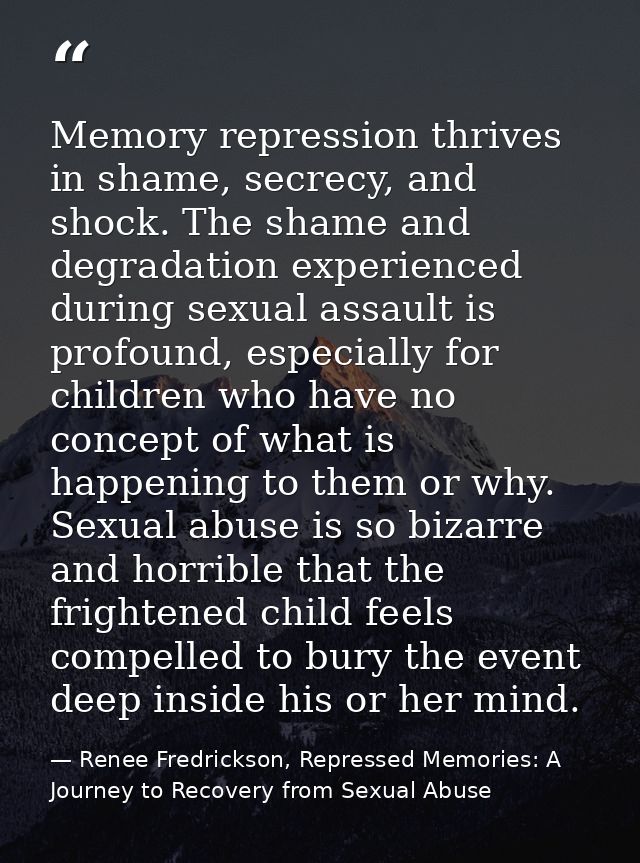 Memory repression thrives in shame, secrecy, and shock. The shame and degradation experienced during sexual assault is p — Renee Fredrickson, Repressed Memories: A Journey to Recovery from Sexual Abuse