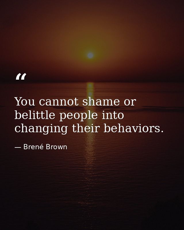 You cannot shame or belittle people into changing their behaviors. — Brené Brown