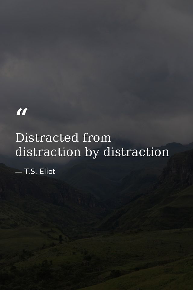 Distracted from distraction by distraction — T.S. Eliot