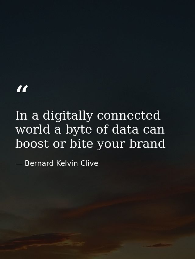 In a digitally connected world a byte of data can boost or bite your brand — Bernard Kelvin Clive