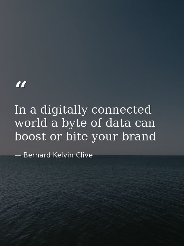 In a digitally connected world a byte of data can boost or bite your brand — Bernard Kelvin Clive