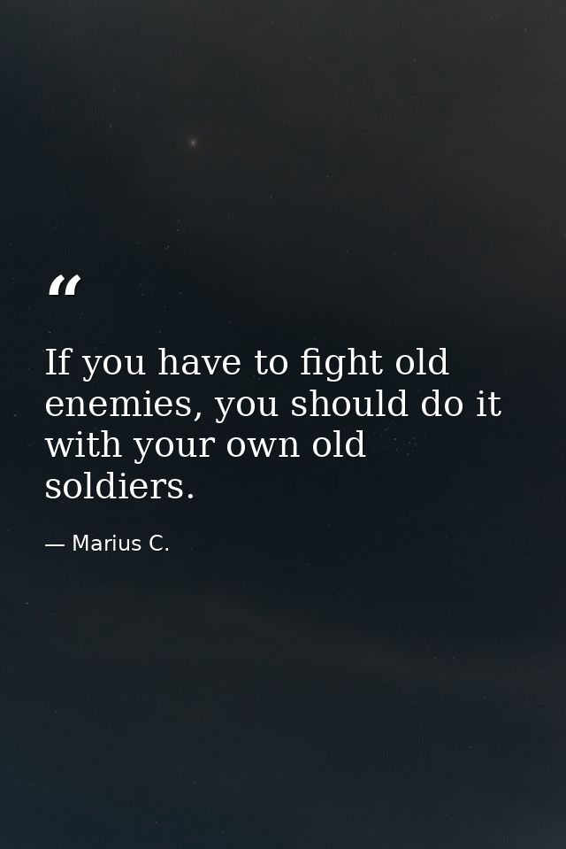 If you have to fight old enemies, you should do it with your own old soldiers. — Marius C.