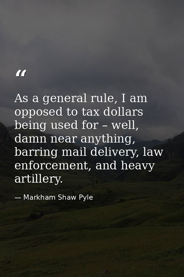 As a general rule, I am opposed to tax dollars being used for – well, damn near anything, barring mail delivery, law enf — Markham Shaw Pyle