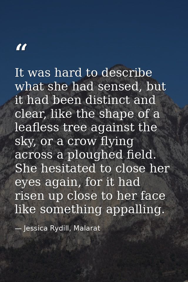 It was hard to describe what she had sensed, but it had been distinct and clear, like the shape of a leafless tree again — Jessica Rydill, Malarat