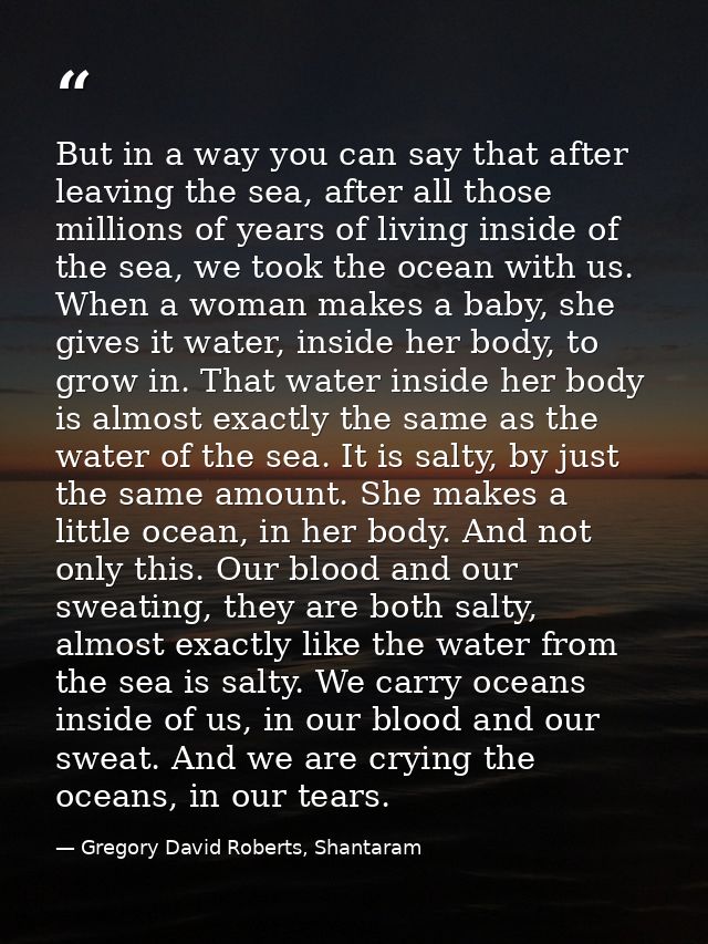 But in a way you can say that after leaving the sea, after all those millions of years of living inside of the sea, we t — Gregory David Roberts, Shantaram