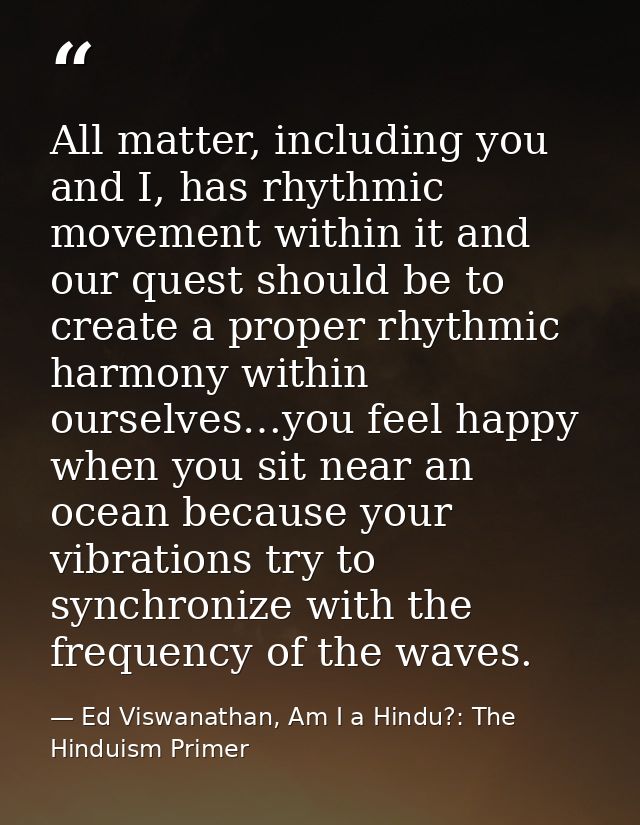 All matter, including you and I, has rhythmic movement within it and our quest should be to create a proper rhythmic har — Ed Viswanathan, Am I a Hindu?: The Hinduism Primer