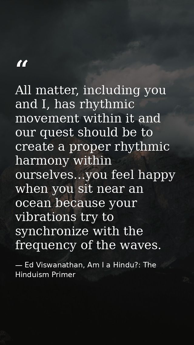 All matter, including you and I, has rhythmic movement within it and our quest should be to create a proper rhythmic har — Ed Viswanathan, Am I a Hindu?: The Hinduism Primer