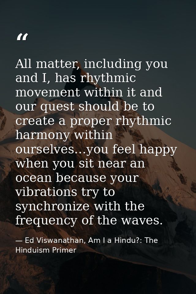 All matter, including you and I, has rhythmic movement within it and our quest should be to create a proper rhythmic har — Ed Viswanathan, Am I a Hindu?: The Hinduism Primer