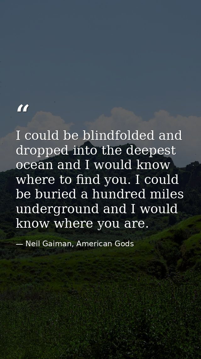 I could be blindfolded and dropped into the deepest ocean and I would know where to find you. I could be buried a hundre — Neil Gaiman, American Gods