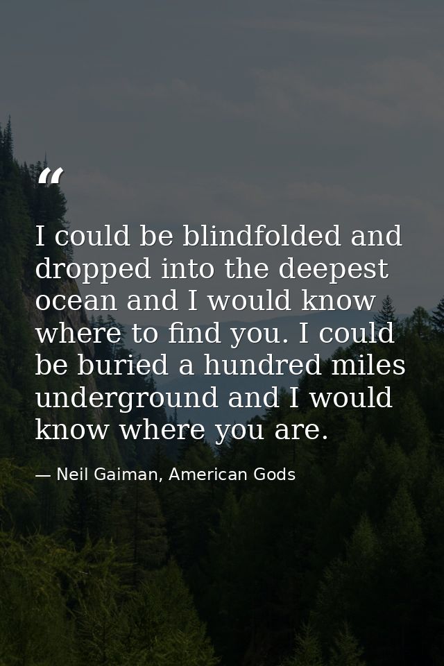 I could be blindfolded and dropped into the deepest ocean and I would know where to find you. I could be buried a hundre — Neil Gaiman, American Gods