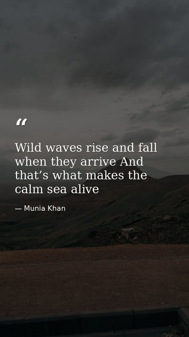 Wild waves rise and fall when they arrive And that’s what makes the calm sea alive — Munia Khan