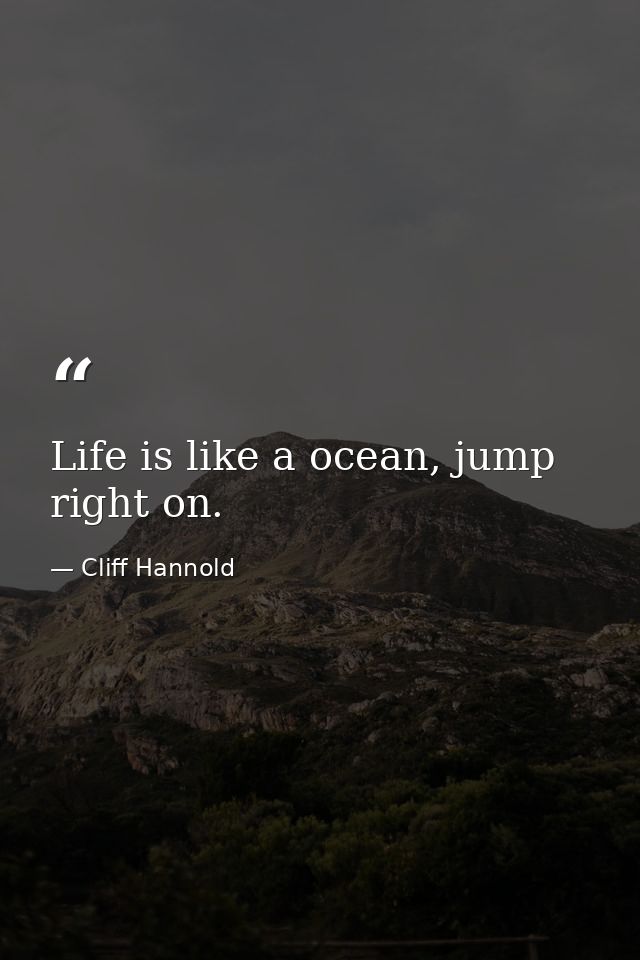 Life is like a ocean, jump right on. — Cliff Hannold