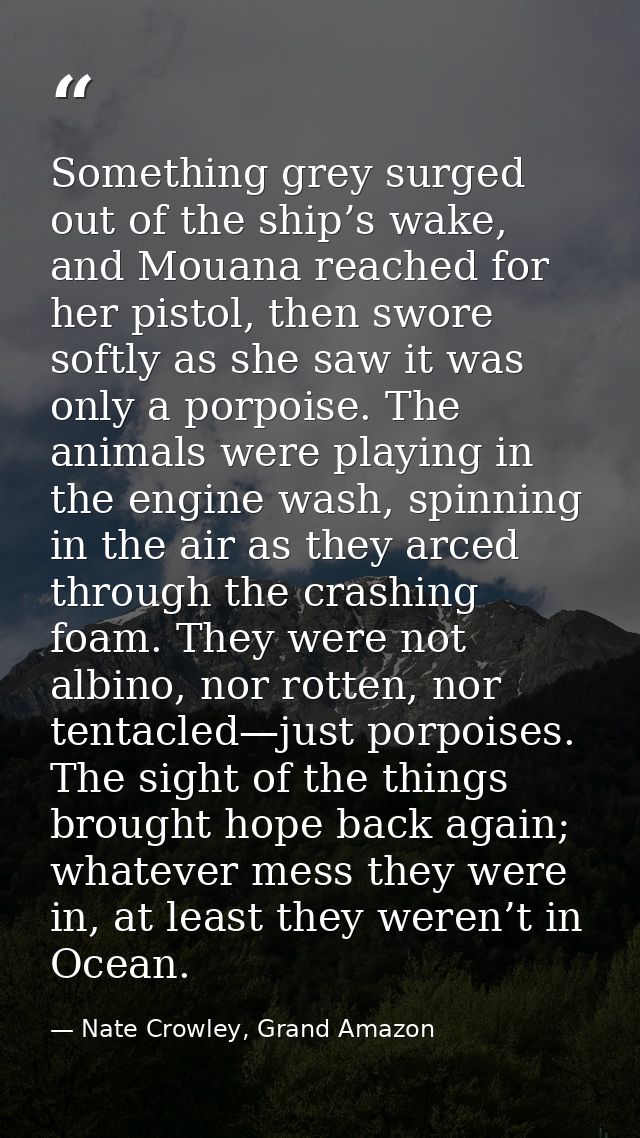 Something grey surged out of the ship’s wake, and Mouana reached for her pistol, then swore softly as she saw it was onl — Nate Crowley, Grand Amazon