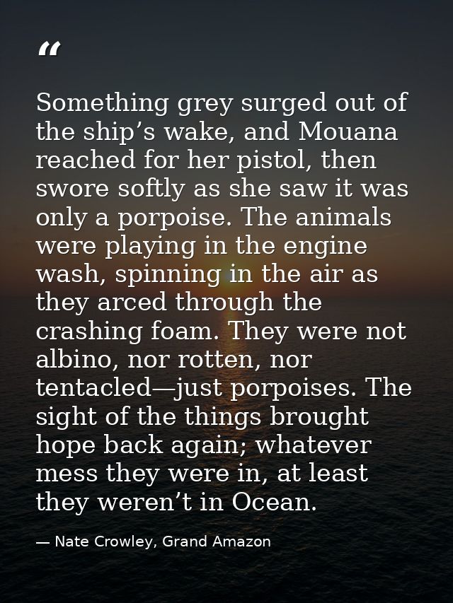 Something grey surged out of the ship’s wake, and Mouana reached for her pistol, then swore softly as she saw it was onl — Nate Crowley, Grand Amazon