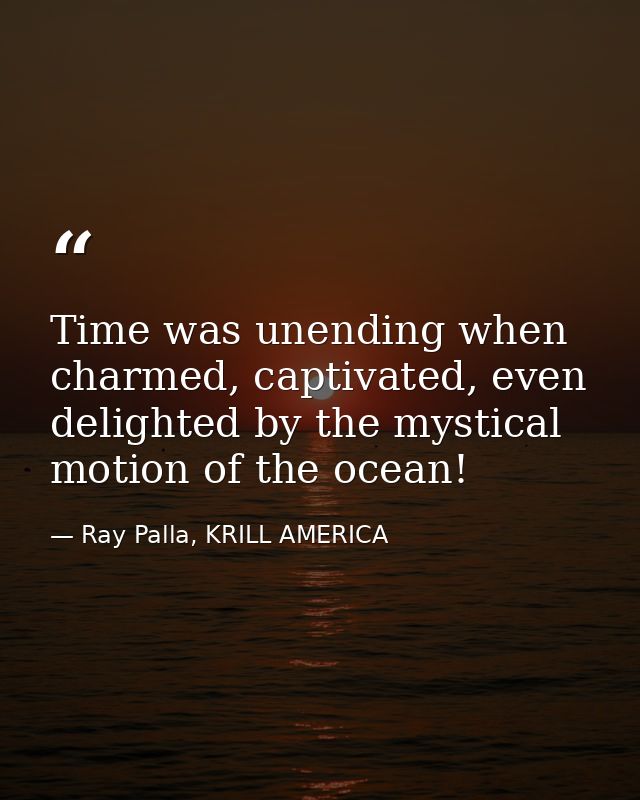 Time was unending when charmed, captivated, even delighted by the mystical motion of the ocean! — Ray Palla, KRILL AMERICA