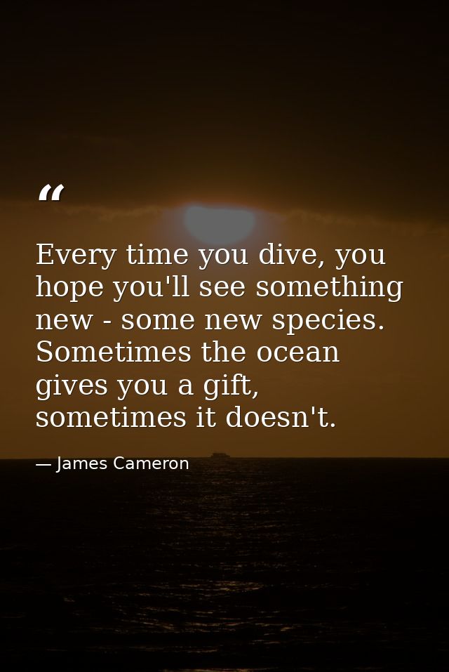 Every time you dive, you hope you'll see something new - some new species. Sometimes the ocean gives you a gift, sometim — James Cameron