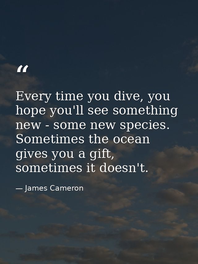 Every time you dive, you hope you'll see something new - some new species. Sometimes the ocean gives you a gift, sometim — James Cameron